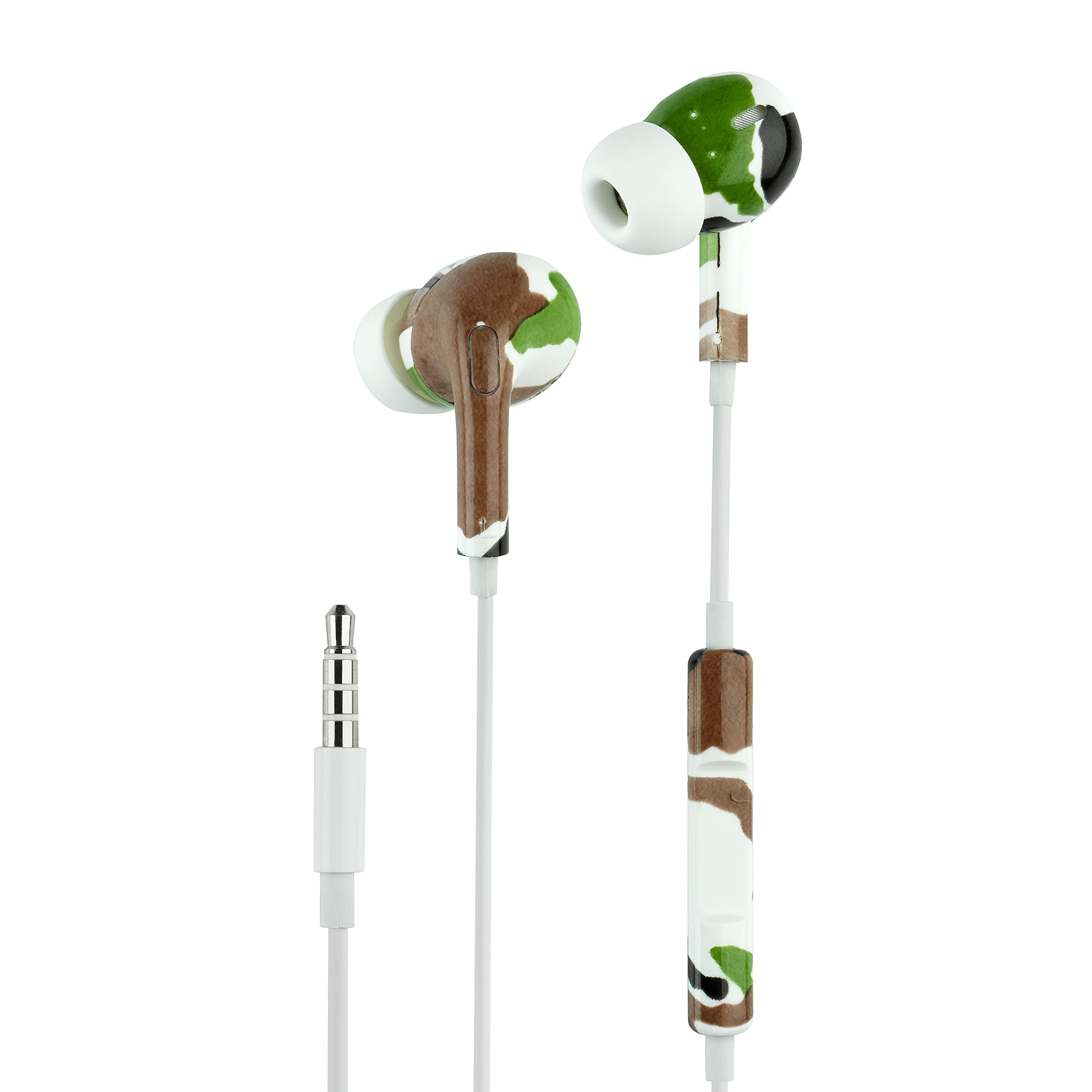 Music Sound | Fantasy In-Ear Earphones | Wired Earphones with Microphone - 3.5 mm Jack - Camouflage Pattern, One Size