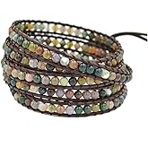 YGLINE Natural Stone Wrap Bracelet for Women Boho Bracelets Healing Crystal Beaded Bracelet Adjustable 3/5 Wraps Bracelet Handmade Birthday Gifts for Women