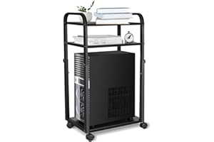 Liitrton Computer Tower Stand Height Adjustable PC Stand with Locking Caster Wheels PC Tower Stand Under Desk for Office Home Gaming Accessories Fits Most PC (3-Tier)