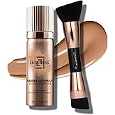 LUMINESS Silk Airbrush Spray Foundation 2-PC Kit - Foundation & Dual-Sided Angled Makeup Brush - Buildable Coverage, Anti-Aging Formula, Humidity Resistant, Hydrates & Moisturizes, Warm
