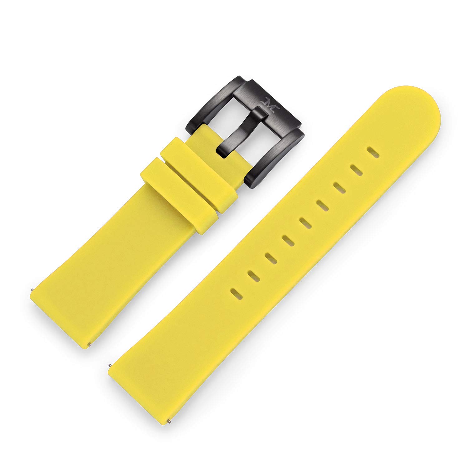 TW Steel Marc Coblen silicone watch strap, 22 mm, with steel clasp, yellow, Strap.