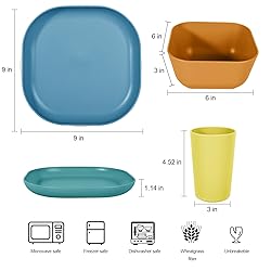 afcevnlb 24 Piece Wheat Straw Square Dinnerware