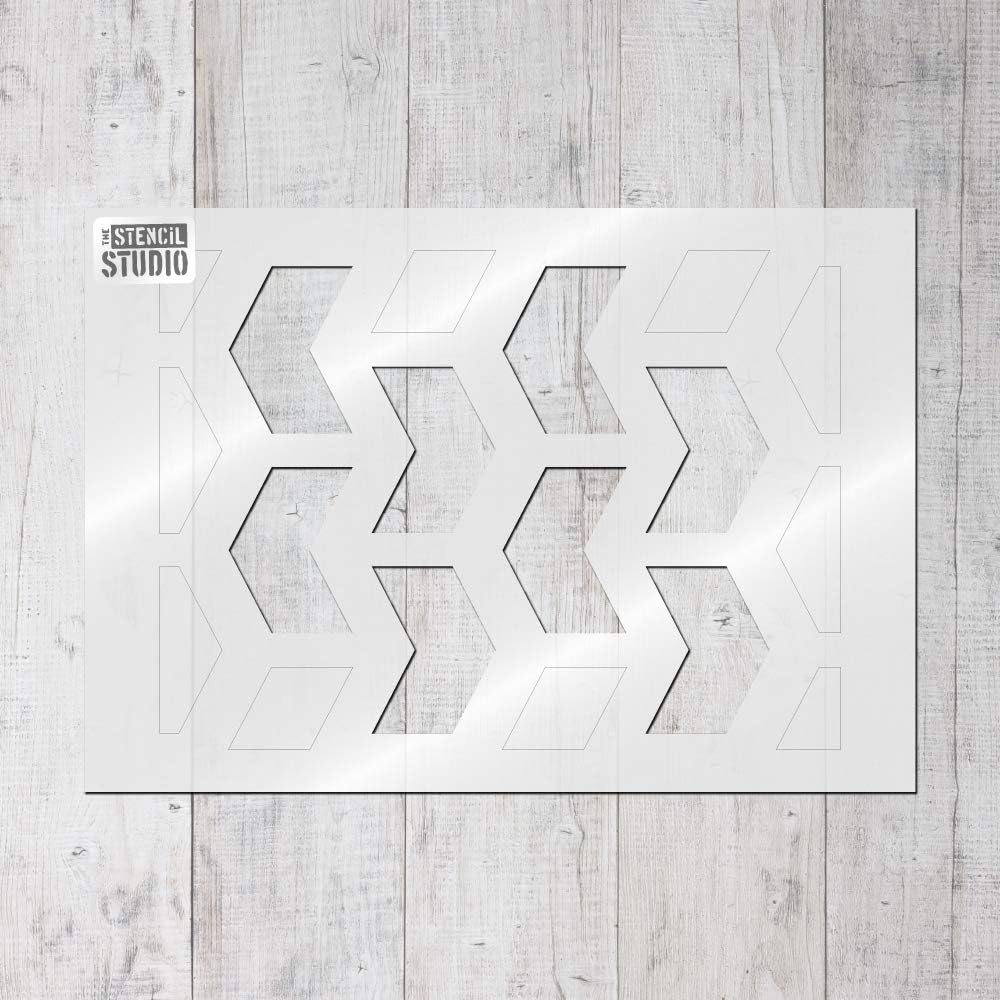 Chevvy Reusable Stencil Pattern. Simple but effective chevron style pattern stencil. Repeat for an all over wallpaper effect for walls, floors, furniture or fabric. - Size Medium (A3) (10416M)