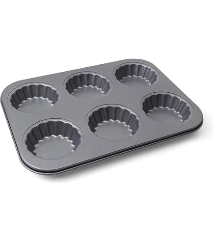 MasterClass 6 Hole Mince Pie / Jam Tart Baking Tray - 24x16cm, Non-Stick Carbon Steel, Grey