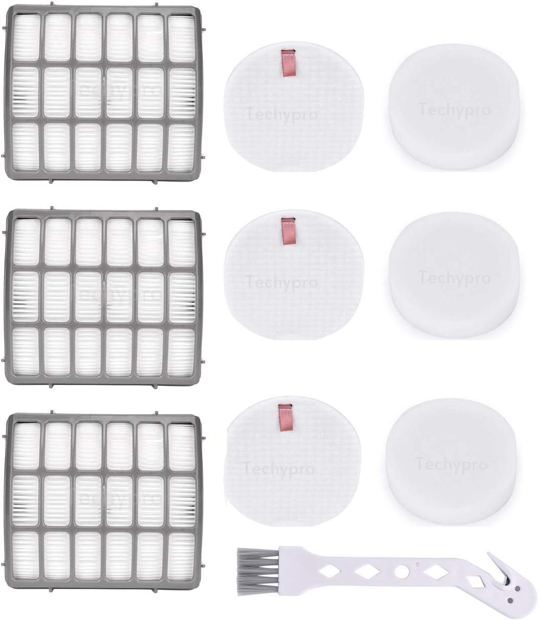 Techypro 3 + 3 Pack Vacuum Filters Replacement Set for Shark Navigator Professional (NV70, NV71, NV80, NVC80C, UV420)& Shark Rotator Professional XL Capacity (NV90, NV95), Replacement XFF80 XHF80