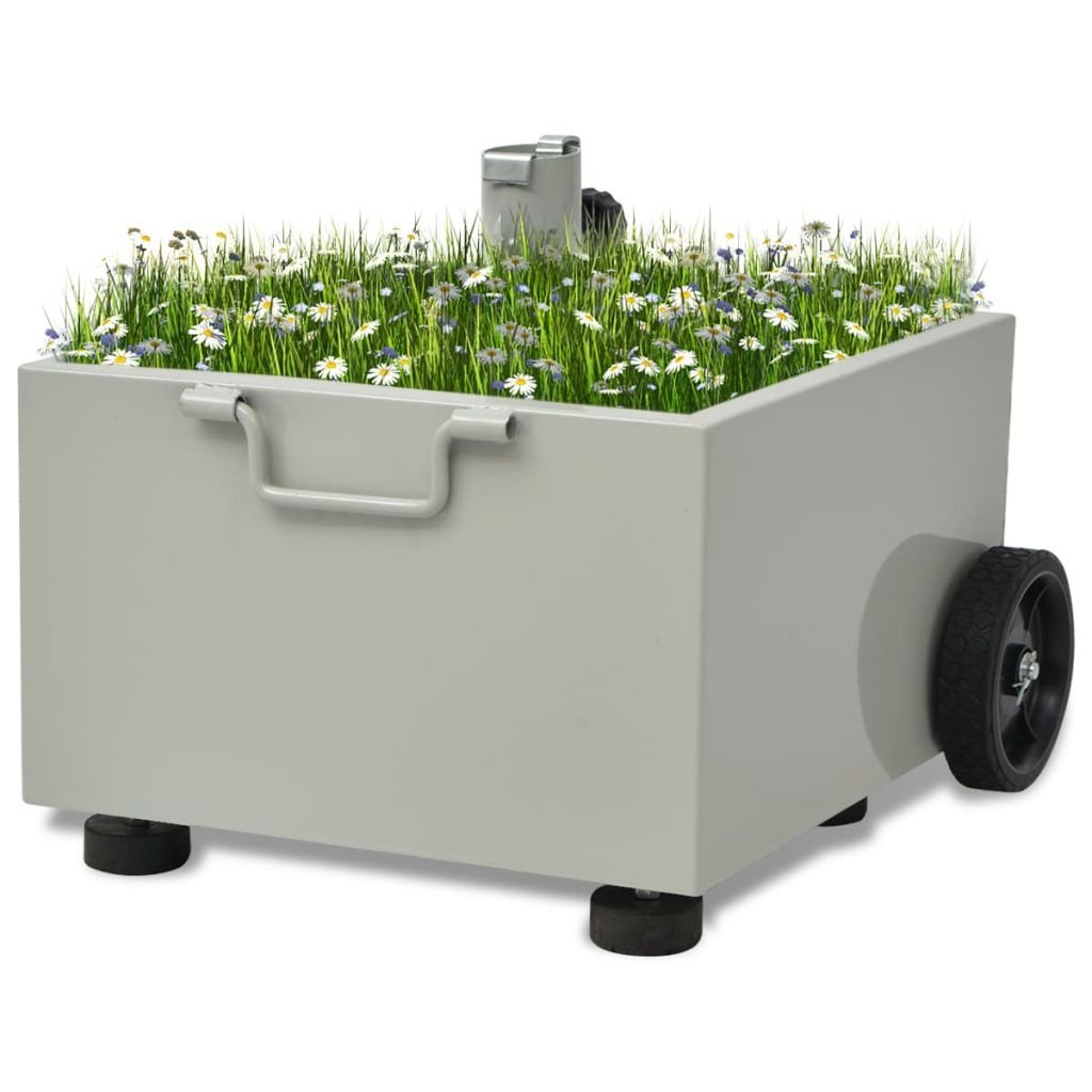 mewmewcat Parasol Support Garden Sunshade Holder Outdoor Umbrella Stand with Plant Pot 45 x 45 x 26 cm Grey