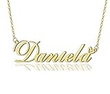 AOLO Daniela Heart Name Necklace 18k Gold Plated
