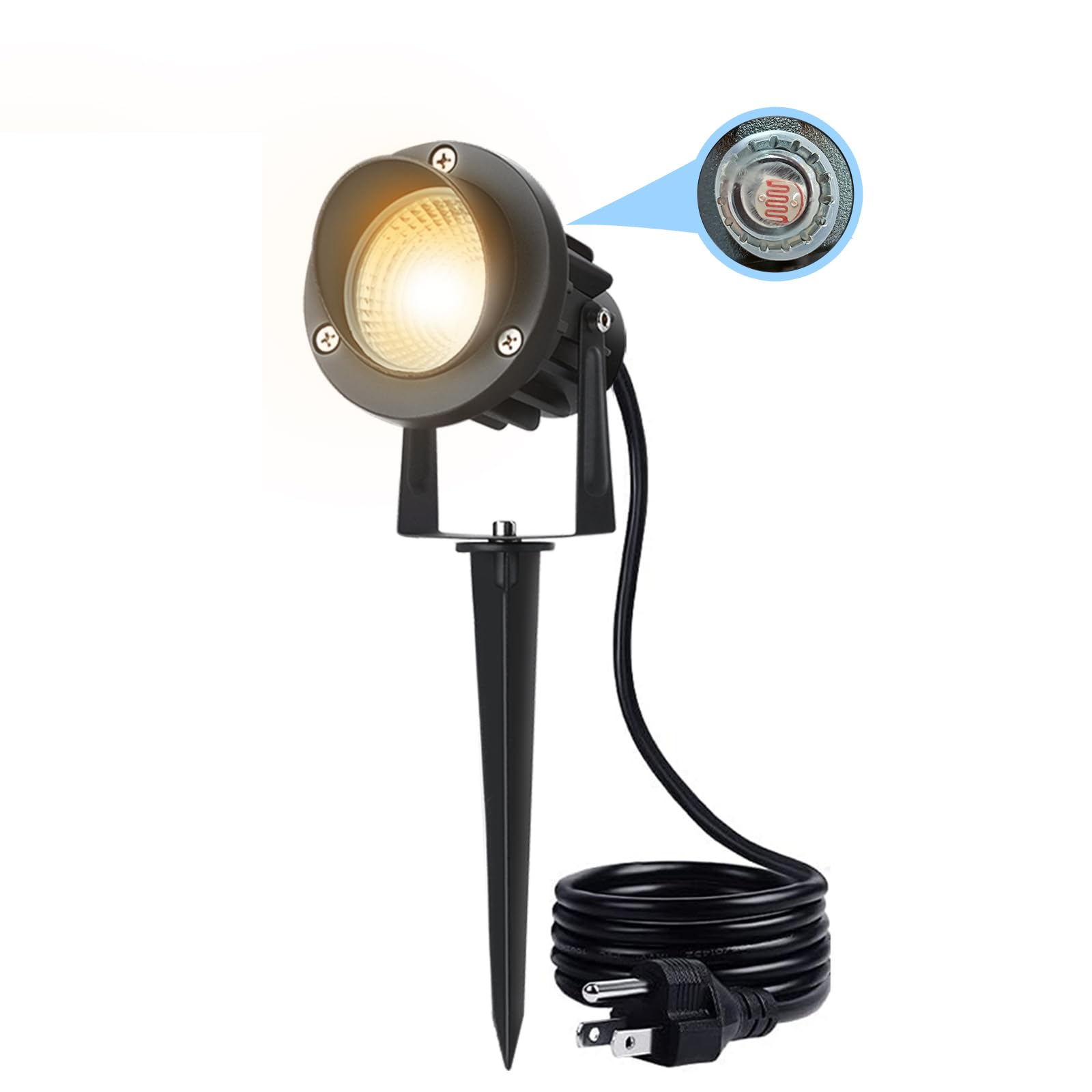 Photo 1 of 10W Dusk to Dawn Led Light 120V 3000K 1000lm Warm White Landscape Outdoor Spotlights with Photocell Sensor IP65 Waterproof Spot Lights for Yard Flag Garden Tree