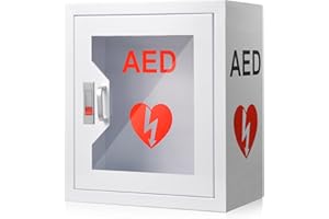 LYASILGC Wall Mount AED Defibrillator Cabinet, Steel Storage Case with Clear PVC Window, Handle & Snap Lock, Fits All Brands for Hospitals, Schools, Offices,14.2 x 7.8 x 15.7 Inch