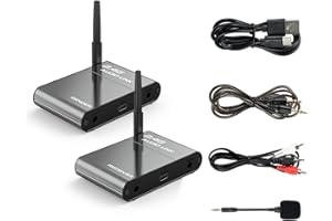 Bewinner 2.4GHz Wireless Audio Transmitter and Receiver Kit for TV, Subwoofer, Speaker, Soundbar - 150m Range, 20ms Low Laten