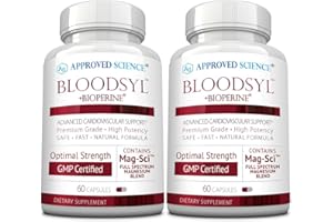 Approved Science Bloodsyl - Supports Blood Flow - Hawthorn Berry, Magnesium, BioPerine - Vegan - 60 Capsules - Pack of 2