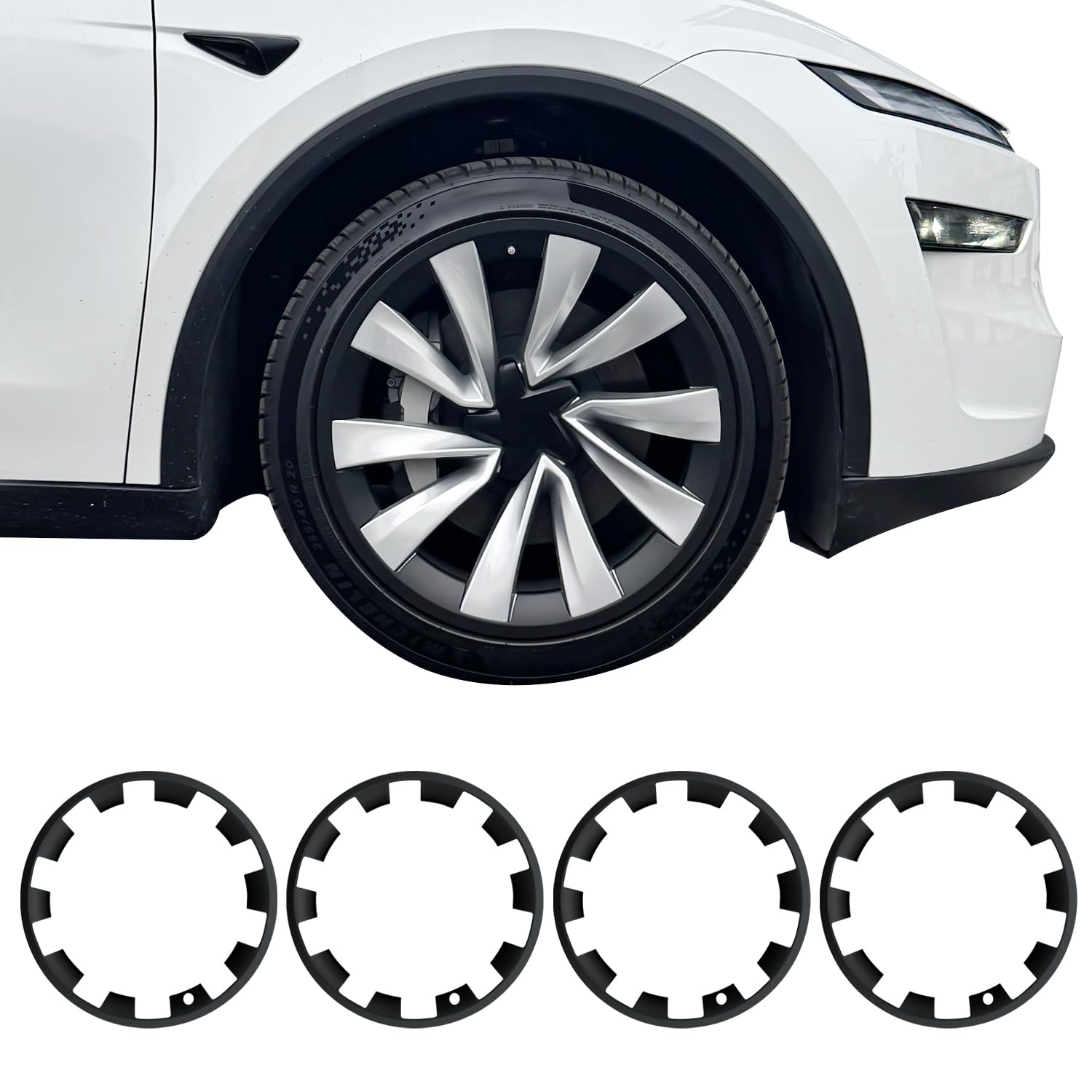 Photo 1 of (used) Wheel Rim Protector Rim 20 Inches for 2025-2026 New Tesla Model Y Juniper, 4 PCS New Tesla Model Y 2025 Scratch-Resistant 