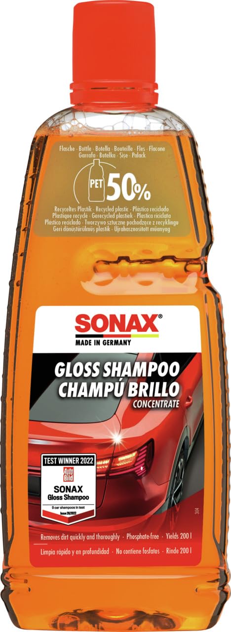 SONAX GLOSS SHAMPOO (1 l) - Concentrate. Removes dirt quickly and thoroughly. | Item-No. 03143000-544