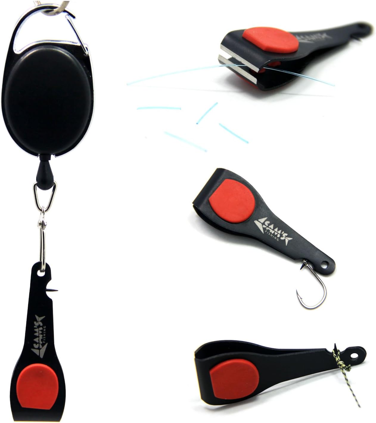 SAMSFX Fishing Clippers Jig Hook Eye Cleaner Tool w/Zinger Retractor Sports