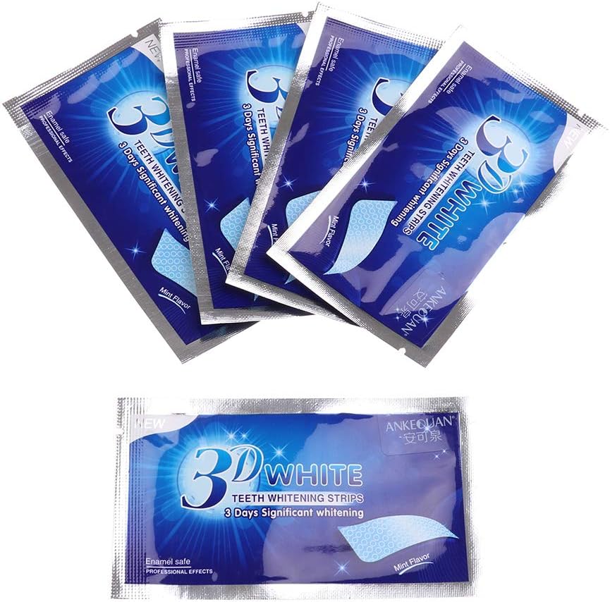 ADFEN 5Pairs/10 Pack 3D Teeth Whitening Strips, White Gel Dental Care Bleaching Strips