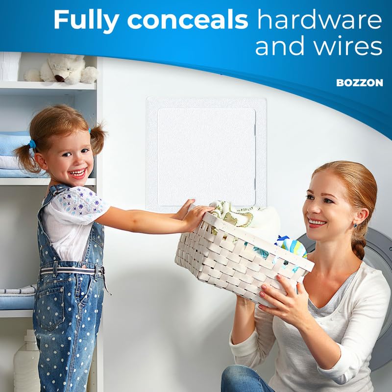 Plastic Access Panel 300x300 mm – Paintable Inspection Hatch for Wall & Ceiling – Fuse Box Cover, Conceals Wires & Pipes – Flush Fit Easy-Install Access Door – Durable White Plastic