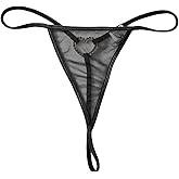 Verdusa Women's G String Thongs Rhinestone Mid Rise Mesh Thong Underwear Hipster