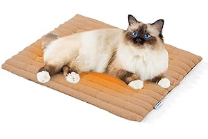 Chicute Luxury Soft Self Warming Cat Bed, 24" x 18" Thermal Warm Small Dog Pad for Indoor & Outdoor, Washable Pet Mat with Non-Slip Bottom (Brown)