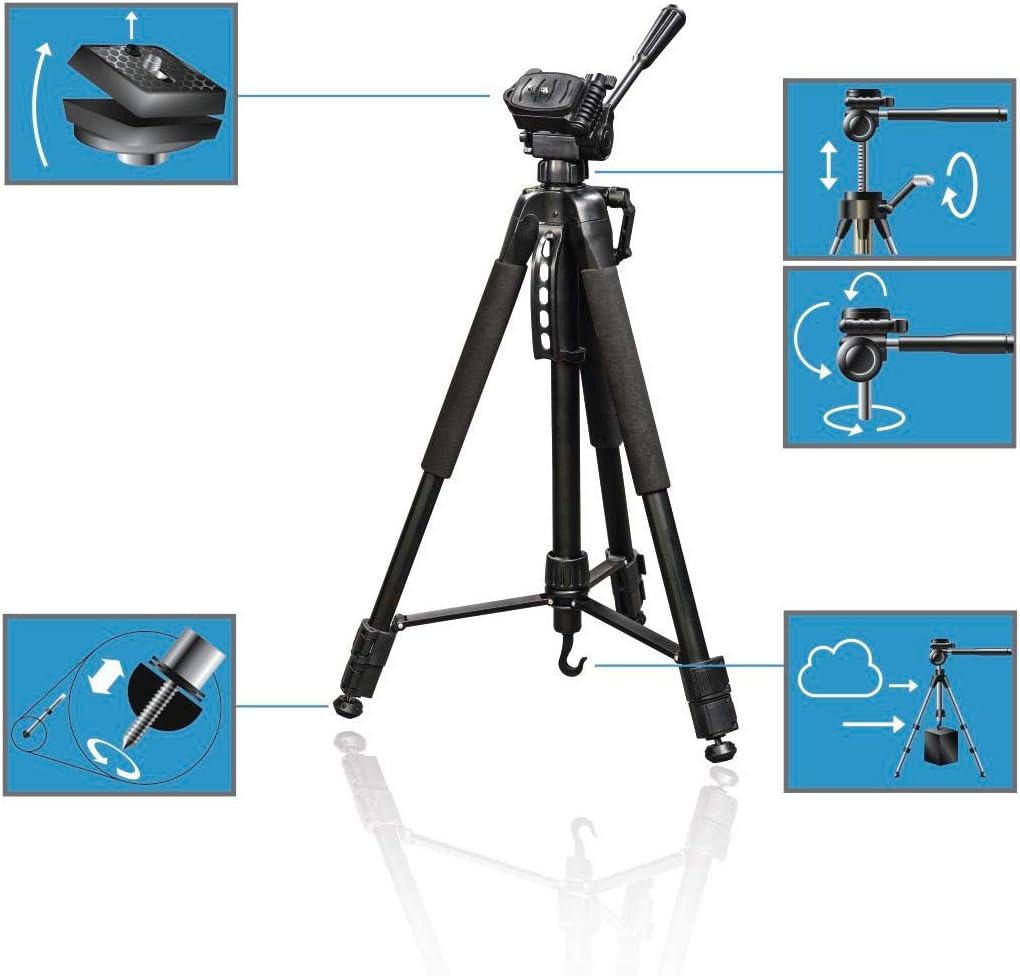Hama "Action 165 3D" Camera Tripod Height 61-165 cm, 3-Way Ball Head, Rubber Feet & Spikes, Load-Bearing Capacity Up To 4kg - Image 3