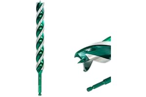YOKOCUT 1/2"x 9" Auger Drill Bit for Wood, Hex Shank Tri-Flute Wood Drill Bits, Ship Auger Long Drill Bit for Soft and Hard Wood, Plastic, Drywall, Tree Stump and Composite Materials
