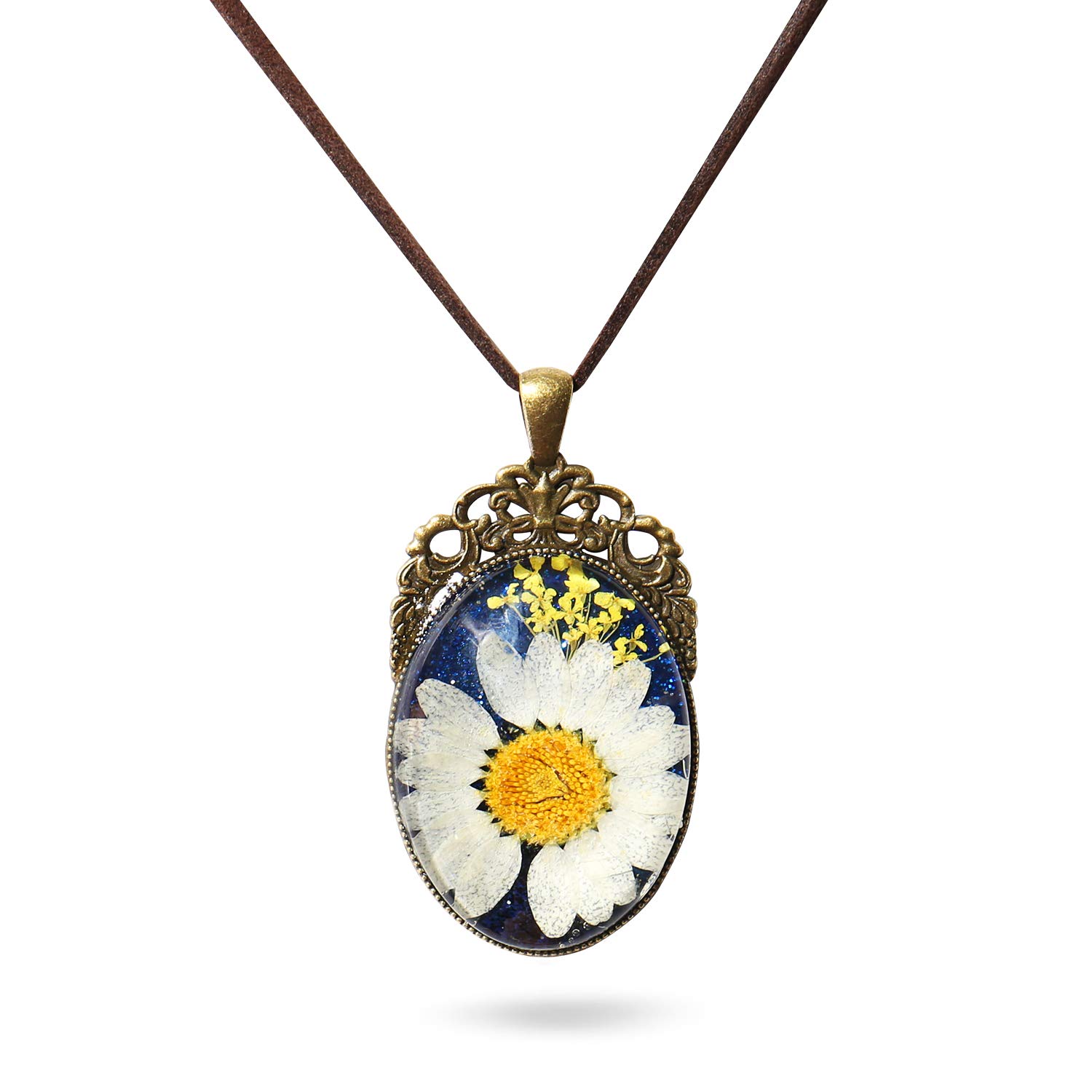 ElfElfElf ELF1441 Handmade Women\'s & Girls\' Necklace with Real Dry Flower White 5