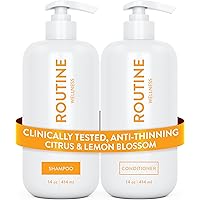 Routine Wellness Shampoo & Conditioner Set - Strengthens Dry Damaged Hair - Promotes Full, Voluminous, Healthy Hair - Citrus