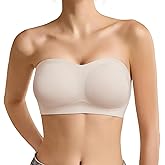 Megida Strapless Bra for Women Bandeau Bras Wireless Seamless Padded Tube Bra Non-Slip Silicone Invisible Bralette