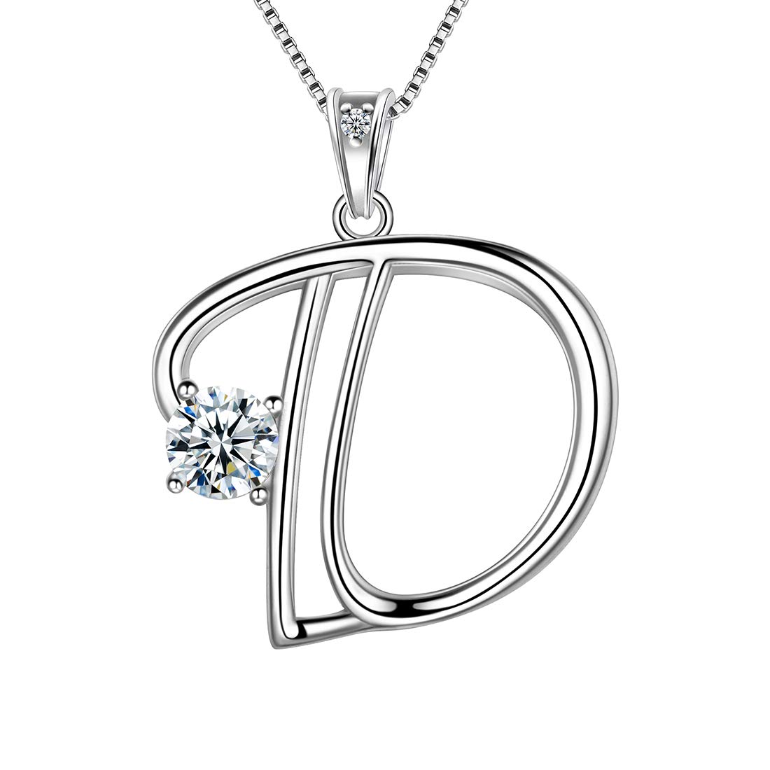 Aurora Tears Letter D Necklaces 925 Sterling Silver Cubic Zirconia Alphabet Initial D Pendant Jewellery Gifts for Women and Girls DP0166D