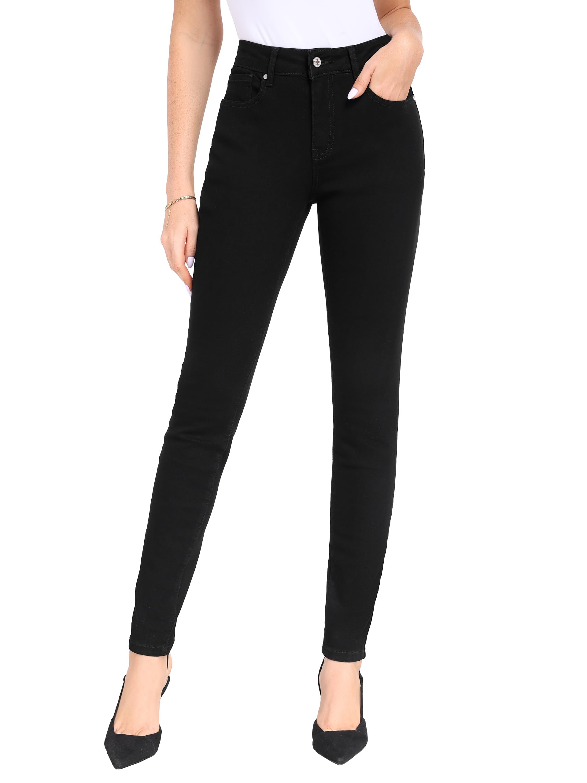 Photo 1 of ** one loop is broken** SEVEGO Tall Women's 34" Inseam Skinny Jeans Mid-Rise Stretchy Slim Fit Denim Pants Long Classic Trousers Black, 32