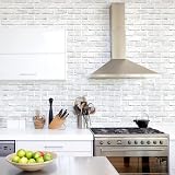 Ohmywor Brick Wallpaper Self Adhesive 45x600CM White 3D Vinyl Peel & Stick view 3