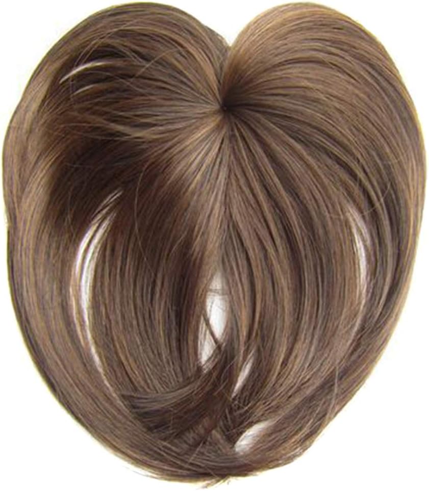ZaRoing Silky Clip-On Hair Topper Wig, Heat Resistant Fiber Hair Extension for Women, Hair Crown Toppers for Women Clip, Human Hair Straight Hair Piece, Silk Base Toupee with Thinning Hair