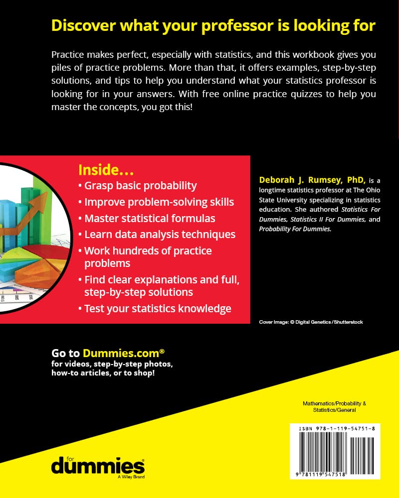 Statistics Workbook For Dummies with Online Practice Statistics Workbook For Dummies with Online Practice Statistics Workbook For Dummies with Online Practice Paperback eTextbook