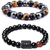 CSIYANJRY99 Zodiac Bracelets for Men Women Zodiac Sign 12 Constellation Horoscope Bracelet 8mm Natural Obsidian Hematite Onyx Tiger Eye Beads Stretch Bracelet