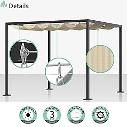 SunnyRoyal Beige 7'x14' Retractable Pergola Shade