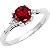 Dazzlingrock Collection 10K 6 MM Round Gemstone & White Diamond Bridal Engagement Ring, White Gold