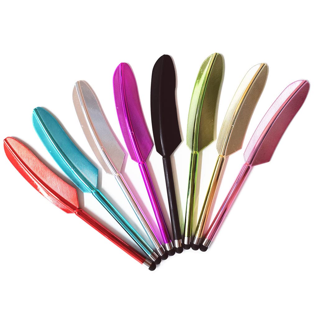 Morices 8 Pcs Stylus Pens for Touch Screens, Multicolor Feather Shaped Universal High Sensitivity Capacitive Stylus Compatible with Kindle Tablets Smartphones and Other Touchscreen Devices