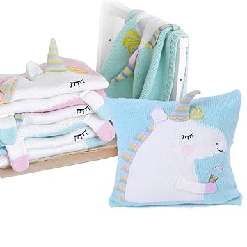 Kobwa Set Of Baby Swaddle Blanket And Pillow Cute Cartoon Crochet