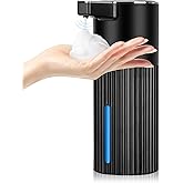 Automatic Soap Dispenser Foaming Touchless: 14oz Plastic - 4 Level Adjustable Wall Mount Foam Rechargeable Electric Auto Smart Black Soap Dispenser - Bathroom Kitchen Hand Dish Lotion