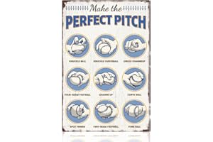 Baseball Perfect Pitch Sign Baseball Wall Decor Vintage Metal Art Sports Retro Tin Sign Baseball Poster Gifts for Boys Room W
