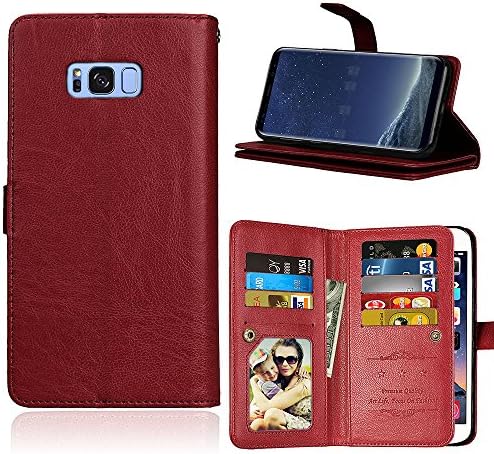 Galaxy S8 Plus Case, Galaxy S8+ Case, Arukas Premium PU Leather Wallet Case [Kickstand Feature] With Magnetic Flip, ID &amp; Credit Card &amp; Cash Slot PC Bumper Cover Case For Samsung S8 Plus (brown)