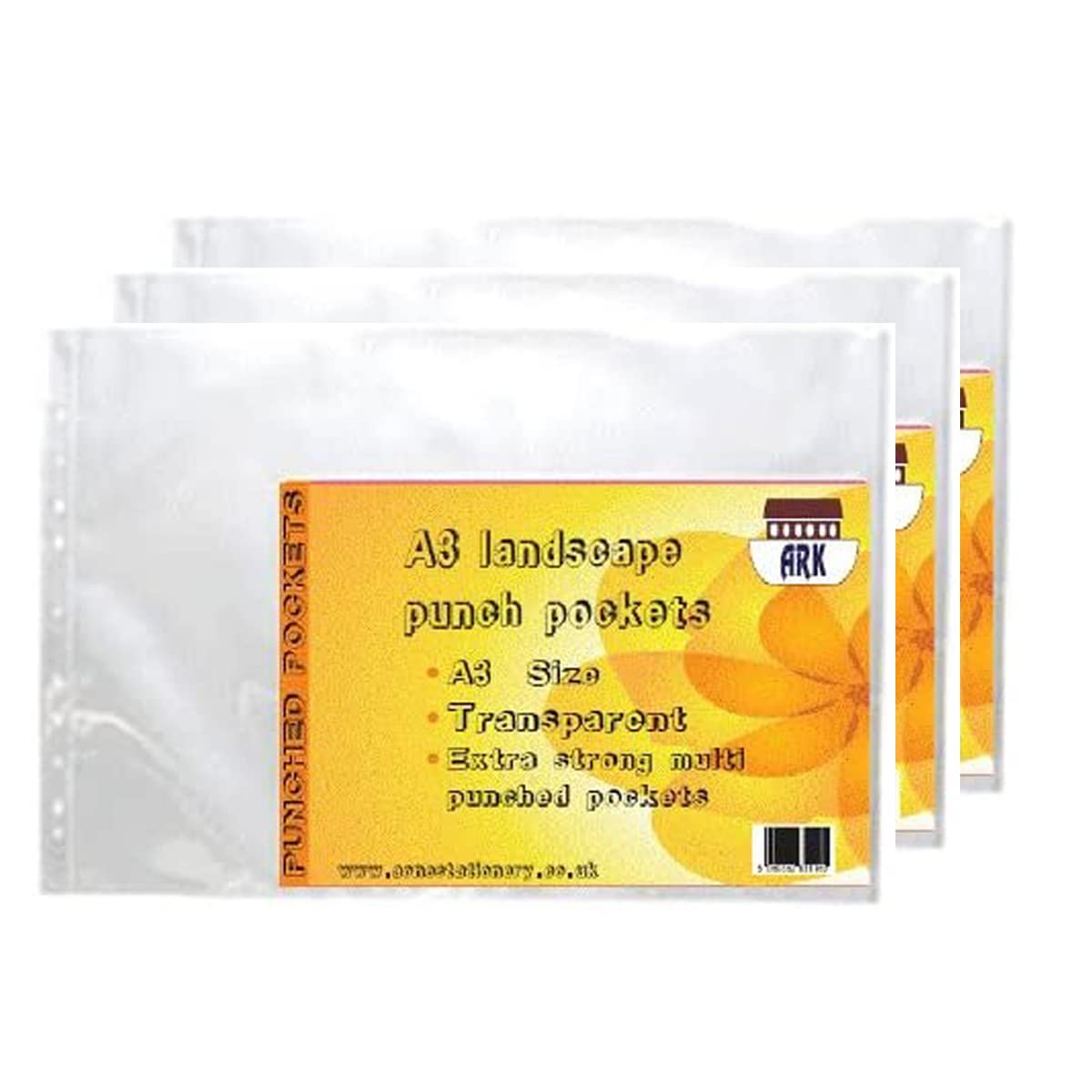 30 x ARK A3 Glass Clear Plastic 90 Micron Strong Punched Pockets (Landscape)