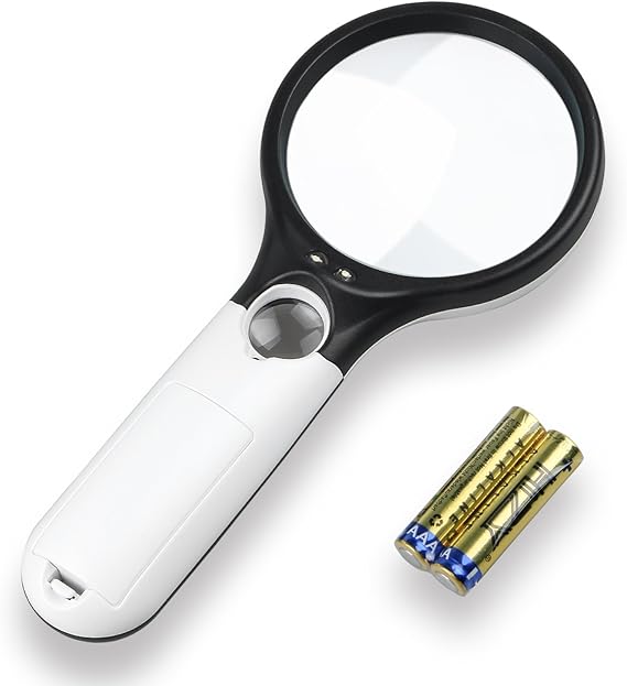 3 X Handheld Magnifier Loupe Lighted Magnifying Glass with