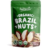 Food to Live - Organic Brazil Nuts, 8 Ounces &ndash; Non-GMO, Raw, Whole, No Shell, Unsalted, Kosher, Vegan, Keto, Paleo Friendly, Bulk, Rich in Selenium