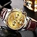 Mens Watches Men Luxury Chronograph Waterproof Sport Date Business Analogue Brown Leather Wrist Watch (Gold)