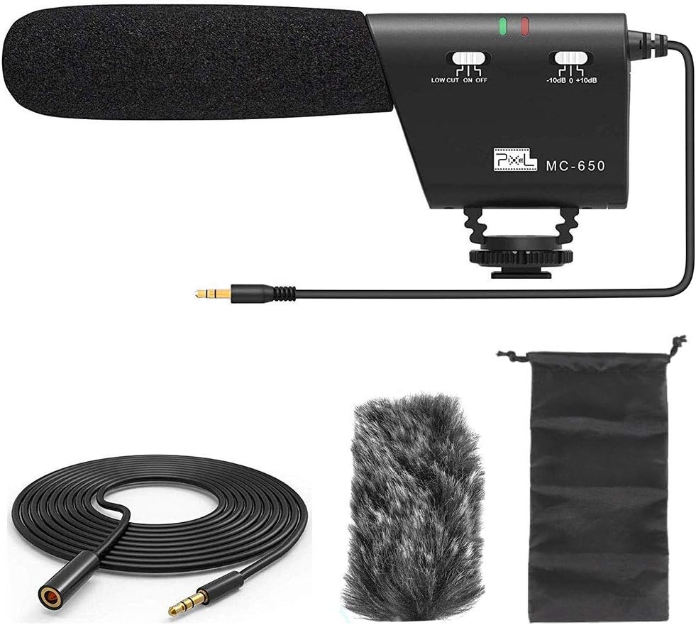 PIXEL Professional Video Microphone Emiral Camera microphone Shotgun Interview Microphone MC650 for Cameras DV Camcorder 3.5mm Interface Cameras DV Camcorder 3.5mm Interface