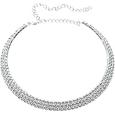 NALISASA Sexy Rhinestone Choker Necklace for Women Silver Plated Multilayer Crystal Necklace Punk Choker Fashion Jewellery