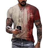 I'm Fine Bloody T Shirt for Men Halloween Bloody Shirt Costume Horror Blood Splatter Tshirts Short Sleeve Tops
