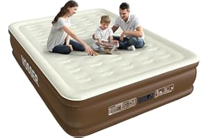 VOSSER Air Mattress Queen with Built-in Pump,Leakproof Blow Up Mattress with Flocked Top,3 Mins Inflatable Mattress for Home&Guests,Thicken Queen Air Mattress, Waterproof Air Bed with Carry Bag
