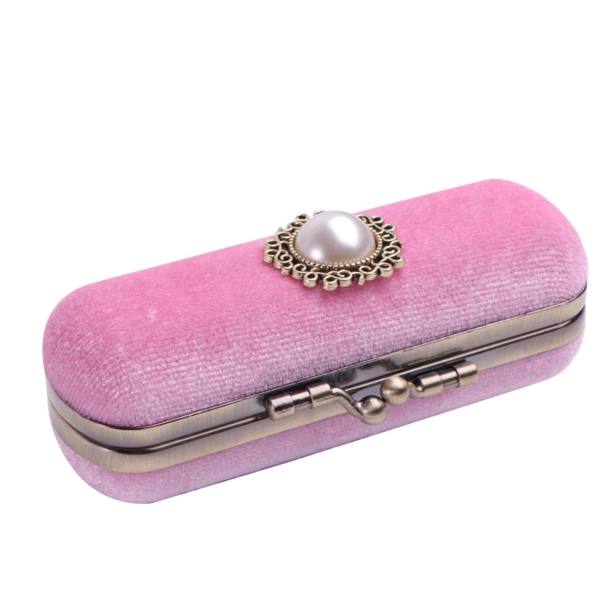 Cabilock Travel Makeup Mirror - Retro Lipstick Box, Soft Cosmetic Storage Case with Mirror, Lip Balm Organizer Bag