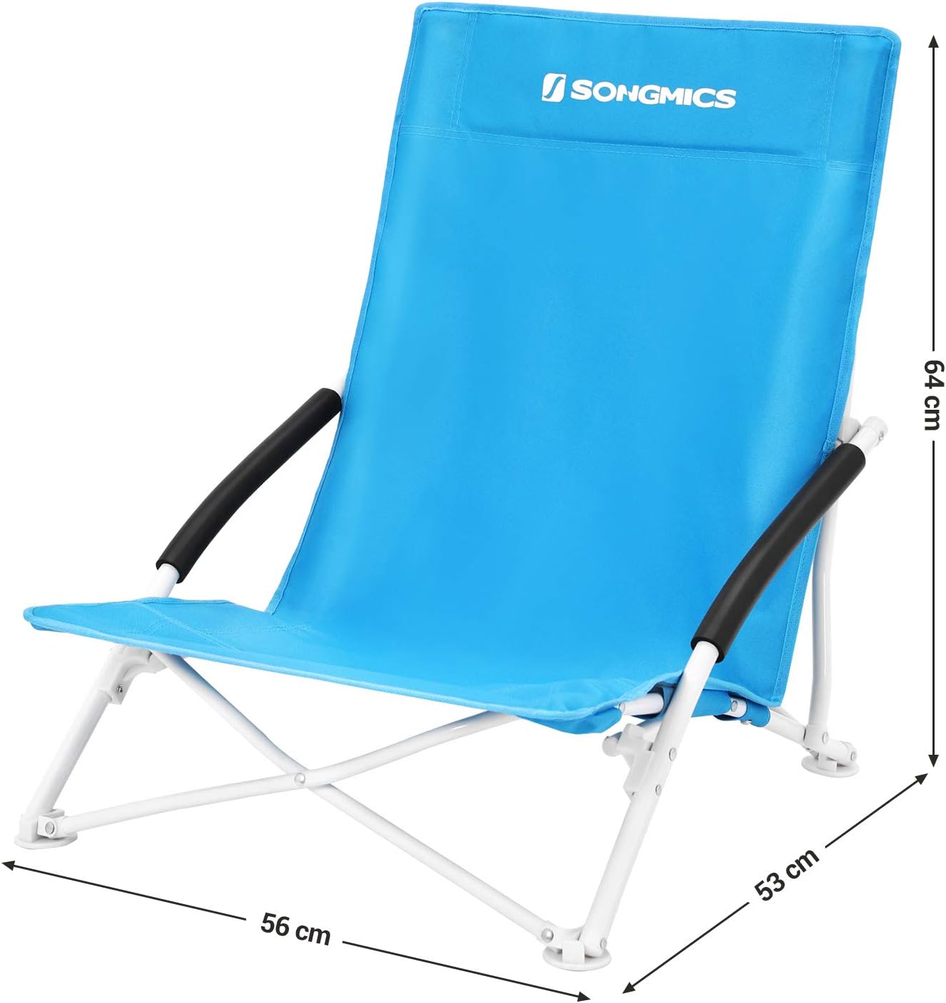 SONGMICS GCB61S Unisex Adult Camping Chair Beach Chair Maximum Load 140 kg Heavy Duty 600D Oxford Fabric Blue 56 x 53 x 64 cm - Image 4